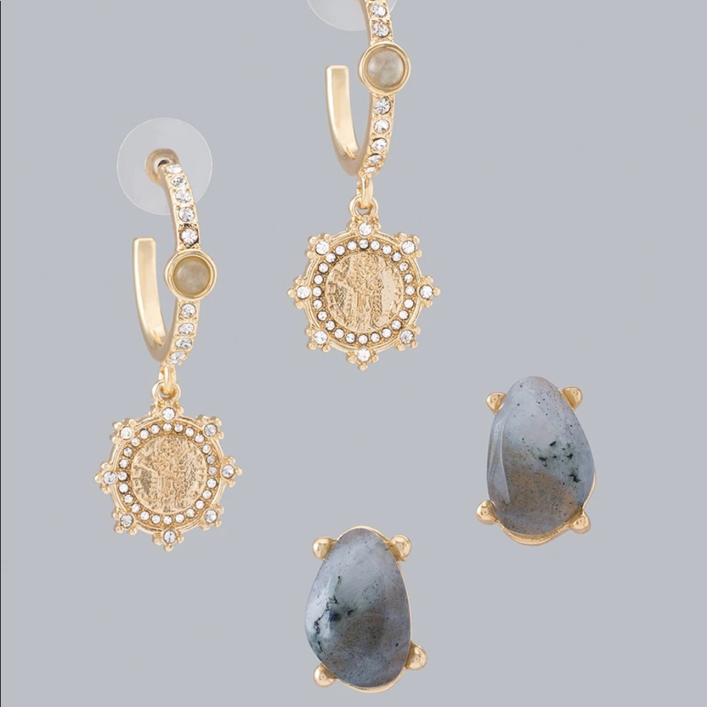 White House Black Market Labradorite Earring Set